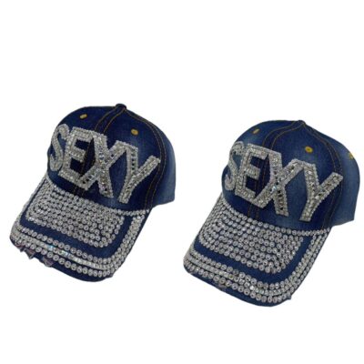 SEXY SILVER Baseball Caps Rhinestone