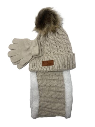 Knit hat glove snood set