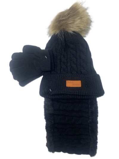 Knit hat glove snood set