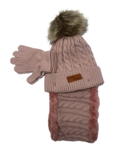 Knit hat glove snood set