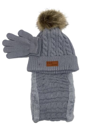 Knit hat glove snood set
