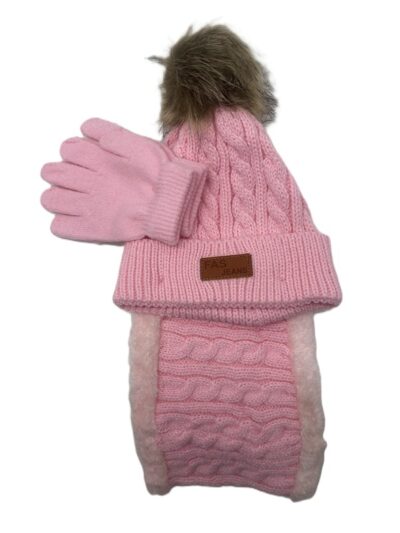 Knit hat glove snood set