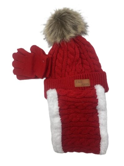 Knit hat glove snood set