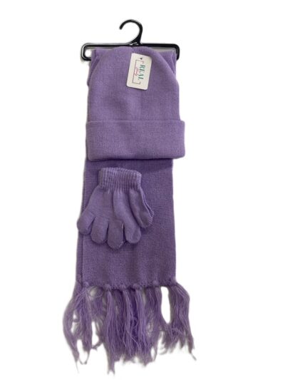 Knit hat glove scarf  set-kids