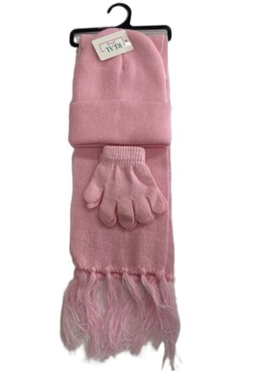 Knit hat glove scarf  set-kids
