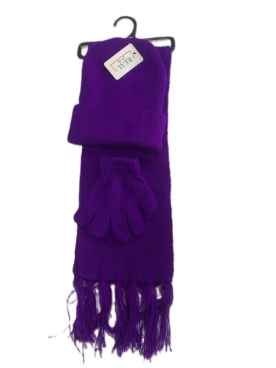 Knit hat glove scarf  set-kids