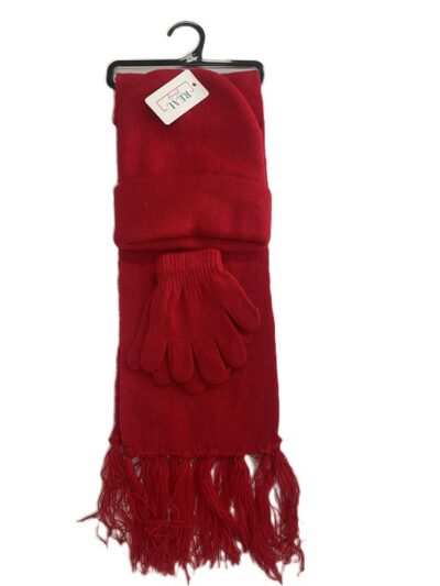 Knit hat glove scarf  set-kids