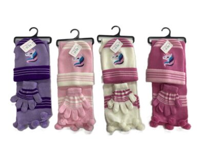 Kids knit hat glove scarf  set-unicorn