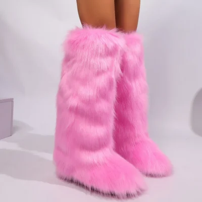 FASHION Knee-High Faux Fur Boots