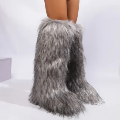 FASHION Knee-High Faux Fur Boots
