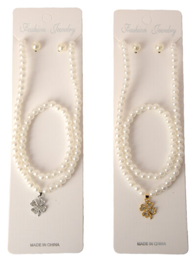 PEARL NECKLACE EARRING BRACELET SET