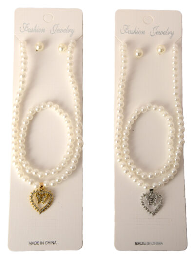 PEARL NECKLACE EARRING BRACELET SET