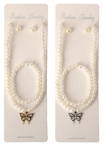 PEARL NECKLACE EARRING BRACELET SET