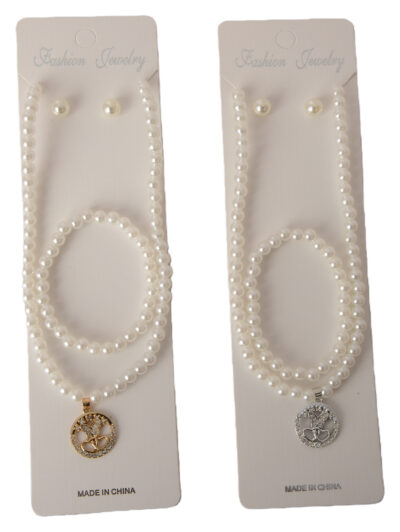 PEARL NECKLACE EARRING BRACELET SET