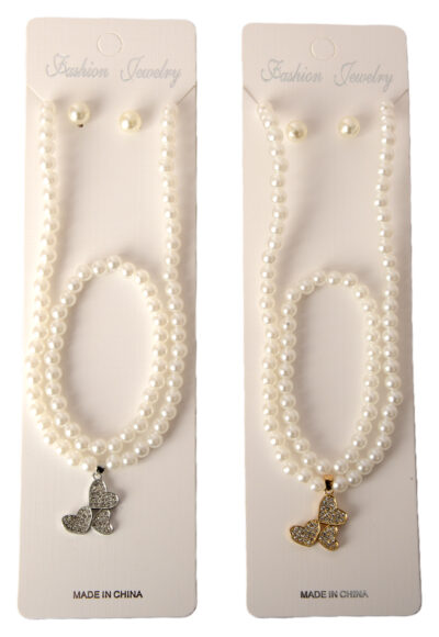 PEARL NECKLACE EARRING BRACELET SET