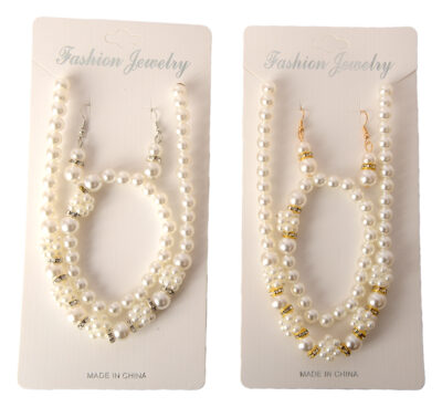 PEARL NECKLACE EARRING BRACELET SET